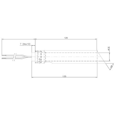 Kit de resistência com tubo guia para salamandras a pellets Jotul, Ravelli e outras, comprimento 144 mm, 350W - Resistências para salamandrs a pellets