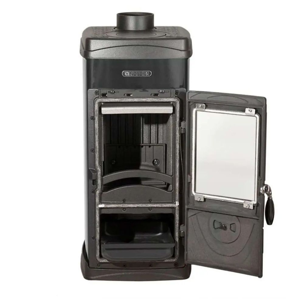 Salamandra ferro fundido a lenha italiano La Nordica Super Junior, preta, 5.7kW | Salamandras ferro fundido a lenha  | Salamandras a lenha |