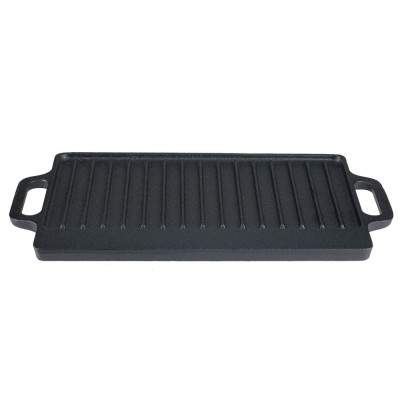 Chapa de grelhar em ferro fundido reversível, 43x23 cm - Placa de ferro fundido