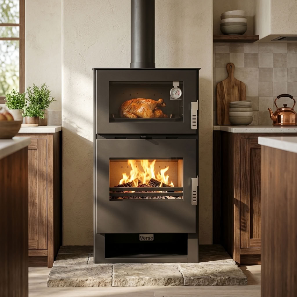 Salamandra a lenha com forno Verso F, 9 kW | Salamandras a lenha com ventilação | Salamandras a lenha |
