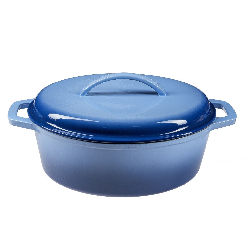 Panela de ferro fundido esmaltada, azul, oval, 33x27см |  |  |