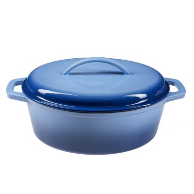 Panela de ferro fundido esmaltada, azul, oval, 33x27см - Panela de ferro fundido
