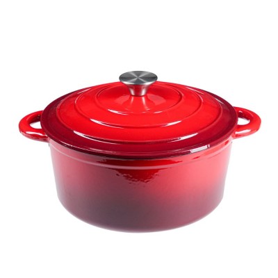 Panela de ferro fundido esmaltada, vermelha, Ф22 - Panela de ferro fundido