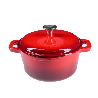Panela de ferro fundido esmaltada, vermelha, Ф24 - Panela de ferro fundido