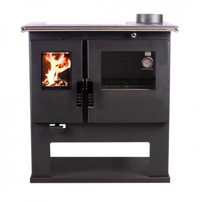 Fogão à lenha Verso CS Inox Ceramic com forno em aço inoxidável e placa vitrocerâmica, Direita, 7.7kW - Verso