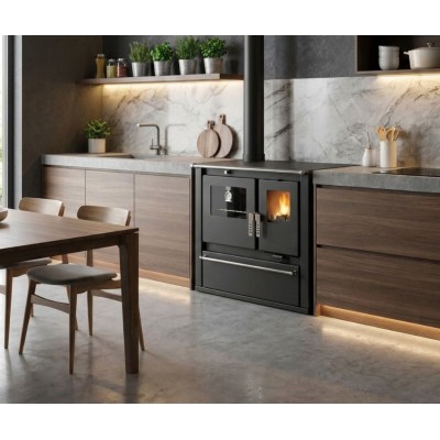 Fogão à lenha Verso CS Plus com forno em aço inoxidável e placa em aço, Preto, Esquerda, 7.7kW - Produtos para comparar