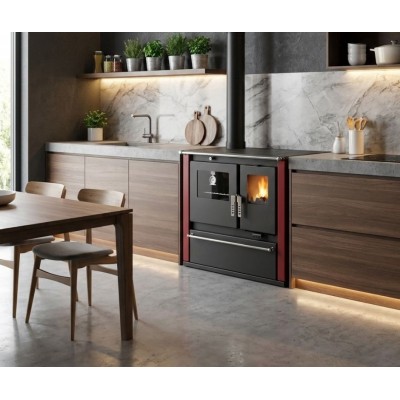 Fogão à lenha Verso CS Plus com forno em aço e placa em aço, Vermelho, Esquerda, 7.7kW - Produtos para comparar