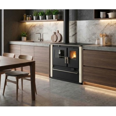 Fogão à lenha Verso CS Plus com forno em aço e placa em aço, Marfim, Esquerda, 7.7kW - Produtos para comparar
