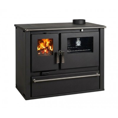 Fogão à lenha Verso CS Plus com forno em aço e placa em aço, Preto, Direita, 7.7kW - Verso