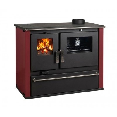 Fogão à lenha Verso CS Plus com forno em aço e placa em aço, Vermelho, Direita, 7.7kW - Verso