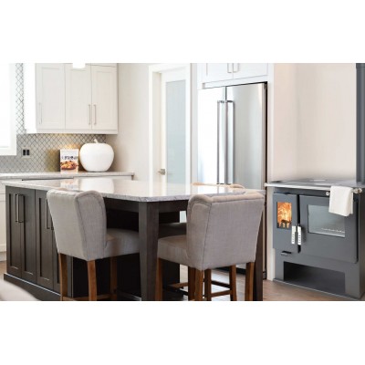 Fogão à lenha Verso CS Inox com forno em aço inoxidável, Esquerda, 7.7kW - Produtos para comparar