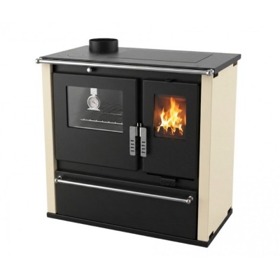 Fogão à lenha Verso CS Plus com forno em aço inoxidável e placa em aço, Marfim, Esquerda, 7.7kW - Produtos para comparar