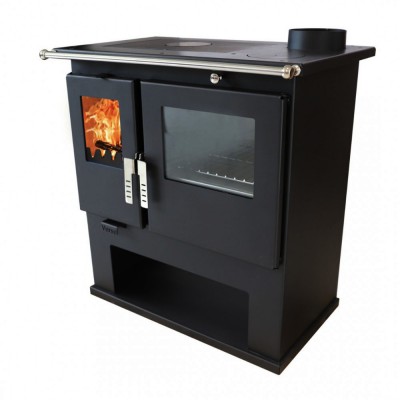 Fogão à lenha Verso CS Inox com forno em aço inoxidável, Direita, 7.7kW - Verso