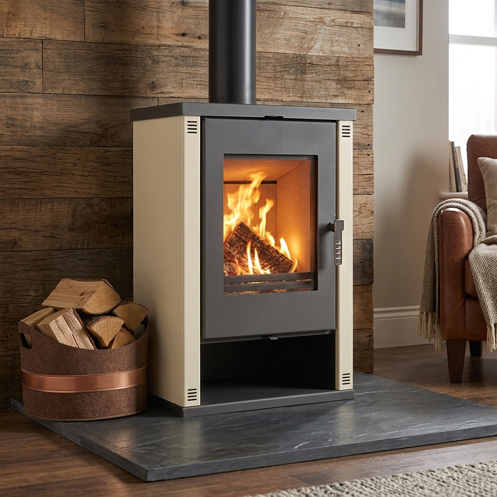 Salamandra a lenha Verso Theia, Ivory, 9kW | Salamandras a lenha com ventilação | Salamandras a lenha |
