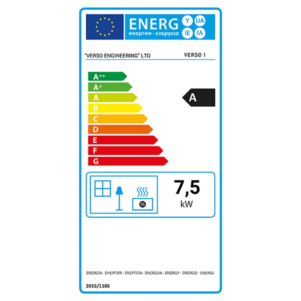 Salamandra a lenha Verso 1, 7.5kW | Salamandras a lenha com ventilação | Salamandras a lenha |