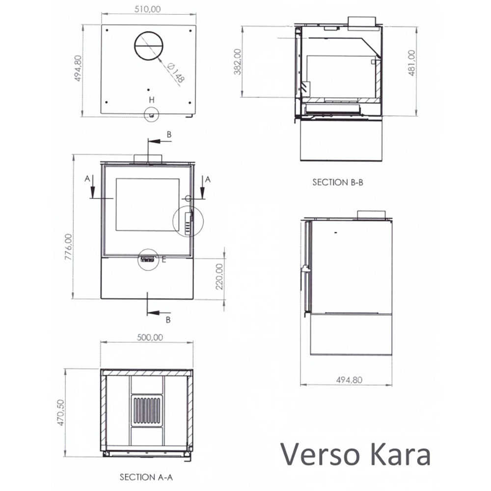 Salamandra a lenha Verso Kara, 7.5kW | Salamandras a lenha |  |