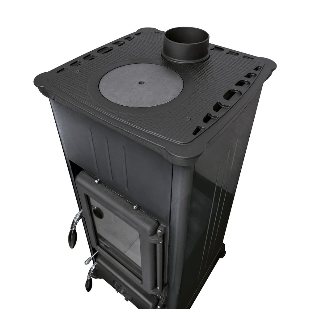 Salamandras a lenha italiana com placa de cozinha La Nordica Emiliana, preta, 6.5kW | Fogões a lenha |  |