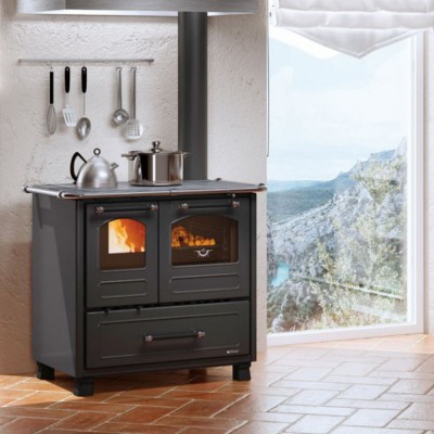Fogão à lenha italiano La Nordica Family 4.5, preta, 7.5kW - Fogões a lenha