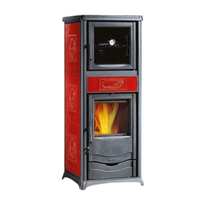 Salamandra a lenha com forno italiana La Nordica Rossella Plus Forno Evo, vermelha, 9.4kW - Salamandras a lenha com forno