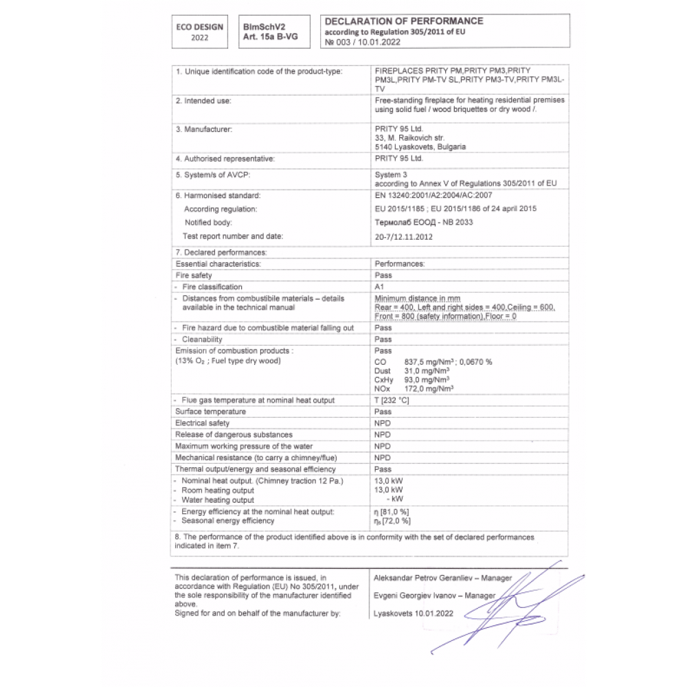 Fogão a Lenha Prity PM-TV SL, 13kW |  |  |