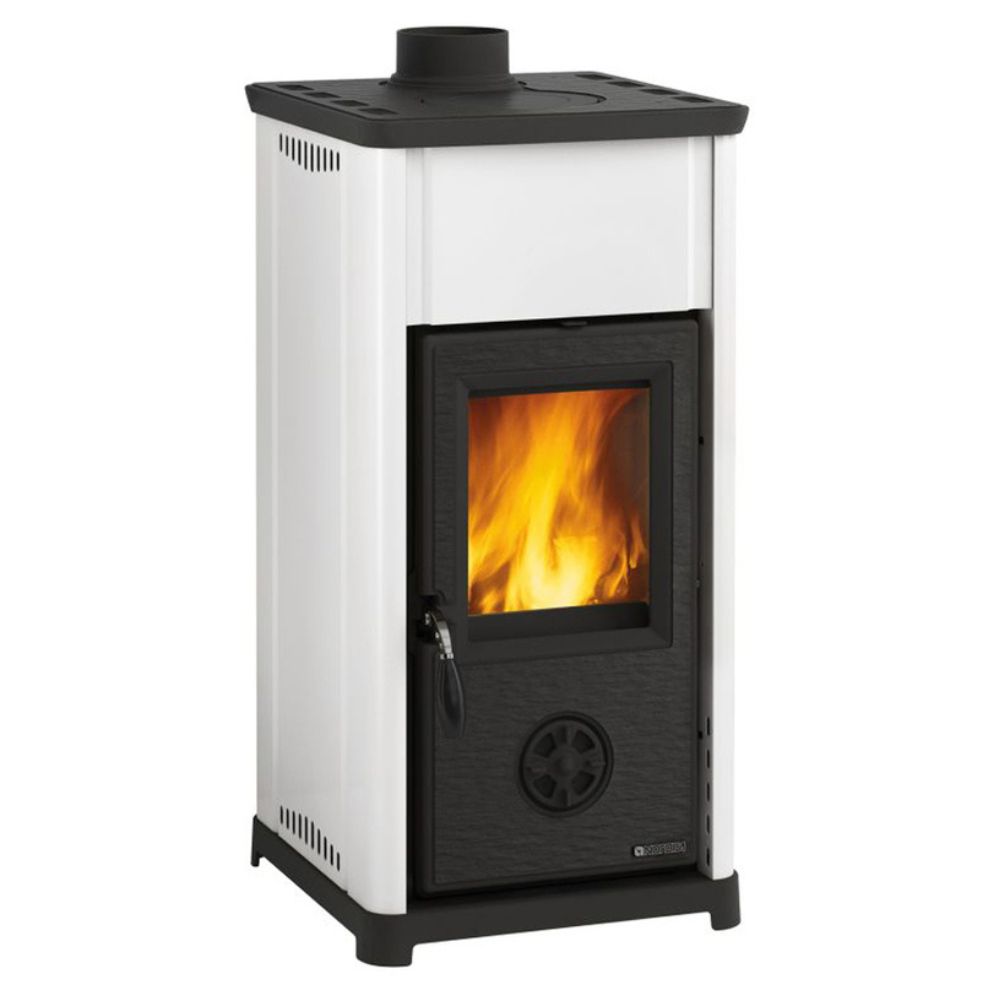 Salamandra a lenha italiana La Nordica Tea, branca, 7kW | Salamandras a lenha |  |
