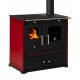 Salamandras a lenha com forno Prometey Perfect Eco Lux com saída de fumos à direita, cor bordô, 7,5 kW |  |  |