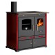 Salamandras a lenha com forno Prometey Perfect Eco Lux com saída de fumos à esquerda, cor bordô, 7,5 kW |  |  |
