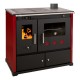 Salamandras a lenha com forno Prometey Perfect Practik Lux com saída de fumos à direita, cor bordô, 9,5 kW |  |  |