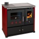 Salamandras a lenha com forno Prometey Perfect Practik Lux com placa de cerâmica, saída de fumos à esquerda, cor bordô, 9,5 kW |  |  |