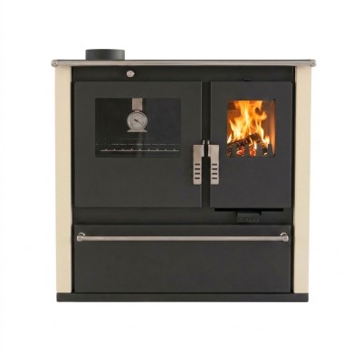 Fogão à lenha Verso CS Plus com forno em aço inoxidável e placa em aço, Marfim, Esquerda, 7.7kW - Produtos para comparar