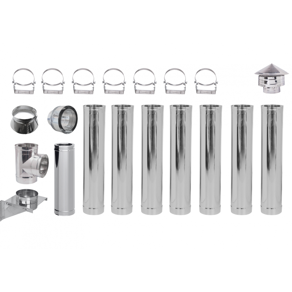 Kit chaminé para salamandra a pellets, Aço inox, Isolada, Ф80 (diâmetro interior), 8,7m | Kit Chaminé | Chaminés |