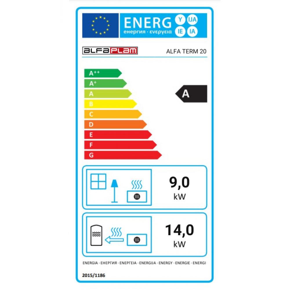 Fogão à lenha para aquecimento central Alfa Plam Alfa Term 20 Antracito, 23kW | Fogões a lenha | Lenha |