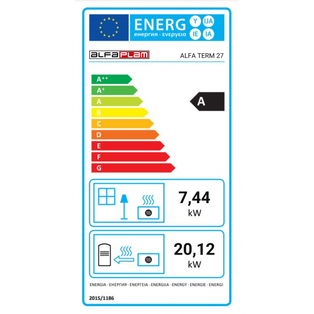 Fogão à lenha para aquecimento central Alfa Plam Alfa Term 27 Antracito, 27.56kW | Fogões a lenha | Lenha |