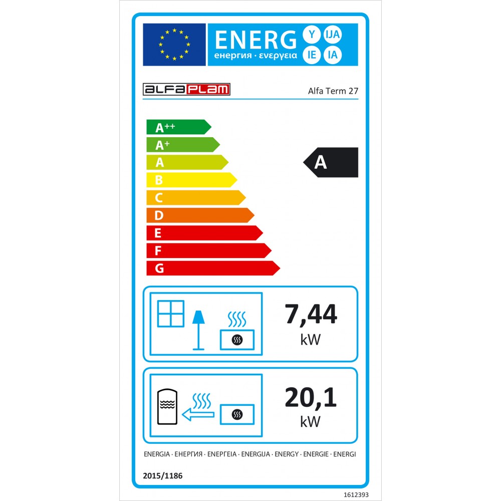 Fogão à lenha para aquecimento central Alfa Plam Alfa Term 27 Branco, 27.56kW | Fogões a lenha | Lenha |