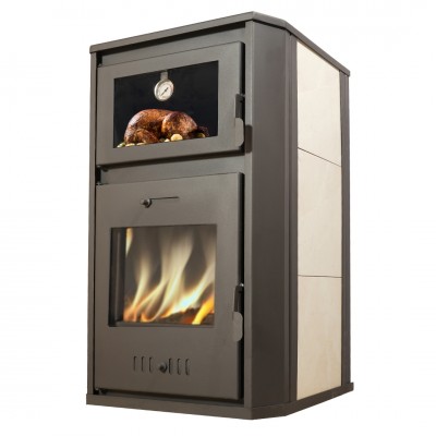 Salamandra a lenha para aquecimento central com forno Balkan Energy Rosana Ceramic, 18.56kW - 21.49kW - 