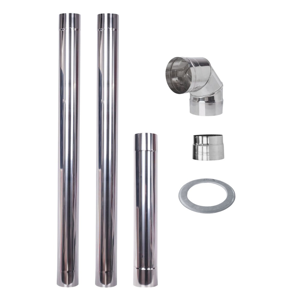 Kit chaminé para salamandra a lenha, aço inox AISI 304, Ф130-Ф150