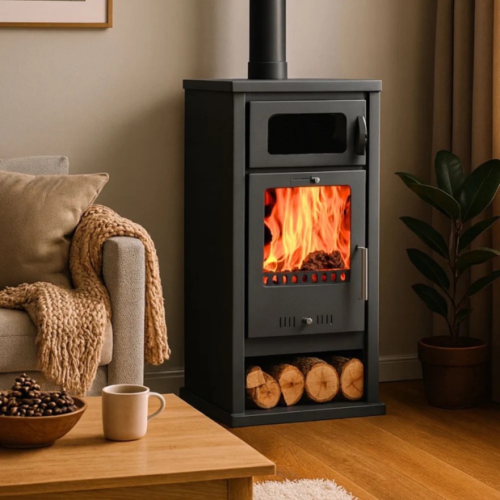 Salamandra a lenha com forno Balkan Energy Troy, 7.8kW | Salamandras a lenha com ventilação | Salamandras a lenha |