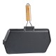 Frigideira grelhadora de ferro fundido com cabo de madeira dobrável, 35x21 cm |  |  |