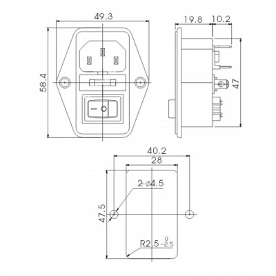 Conector de alimentação com interruptor e fusível para salamandras a pellets - Eletrônicos para salamandras a pellets