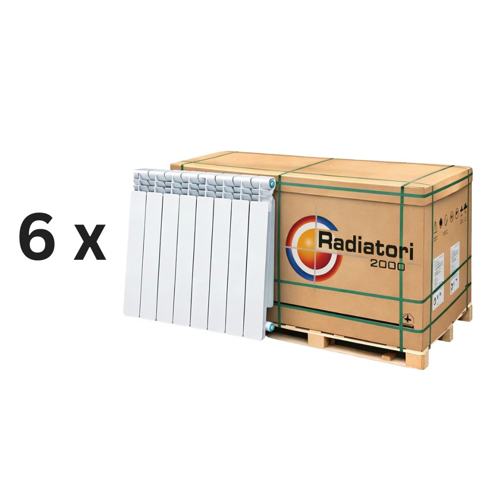 Conjunto completo de radiadores de alumínio Helyos Evo H500, 6 peças x 10 seções | Radiadores de alumínio | Radiadores |