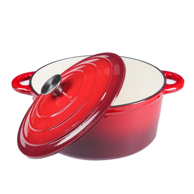 Panela de ferro fundido esmaltada, vermelha, Ф22 - Panela de ferro fundido