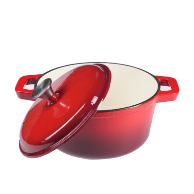 Panela de ferro fundido esmaltada, vermelha, Ф24 - Panela de ferro fundido