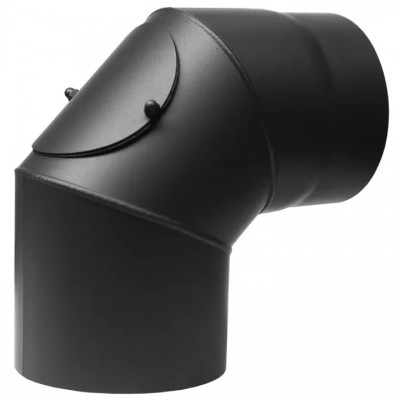 Chaminé curva 90° PARKANEX com abertura para limpeza, aço, preto, Ø130, Espessura 2mm - Chaminés curvas