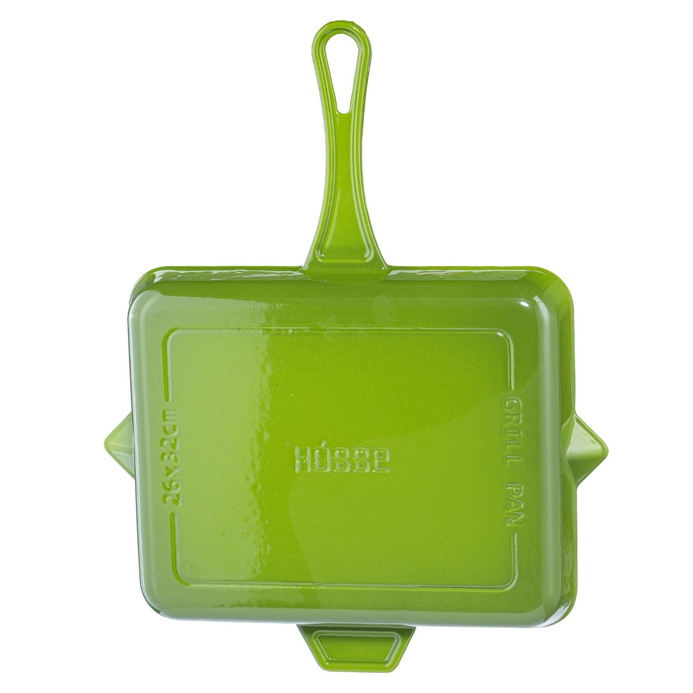 Frigideira de grelha em ferro fundido esmaltada Hosse, Bamboo, 26x32cm | Frigideira de grelha em ferro fundido | Frigideira de ferro fundido |