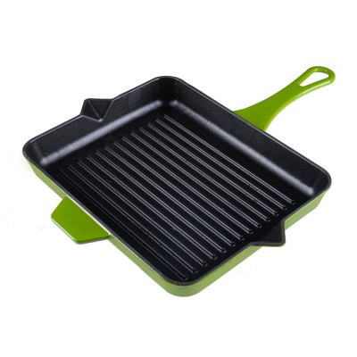 Frigideira de grelha em ferro fundido esmaltada Hosse, Bamboo, 26x32cm - Frigideira de grelha em ferro fundido