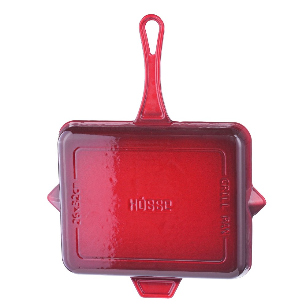 Frigideira de grelha em ferro fundido esmaltada Hosse, Rubin, 26x32cm | Frigideira de grelha em ferro fundido | Frigideira de ferro fundido |