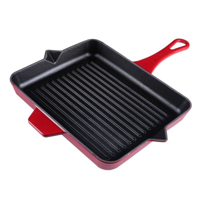 Frigideira de grelha em ferro fundido esmaltada Hosse, Rubin, 26x32cm - Frigideira de grelha em ferro fundido
