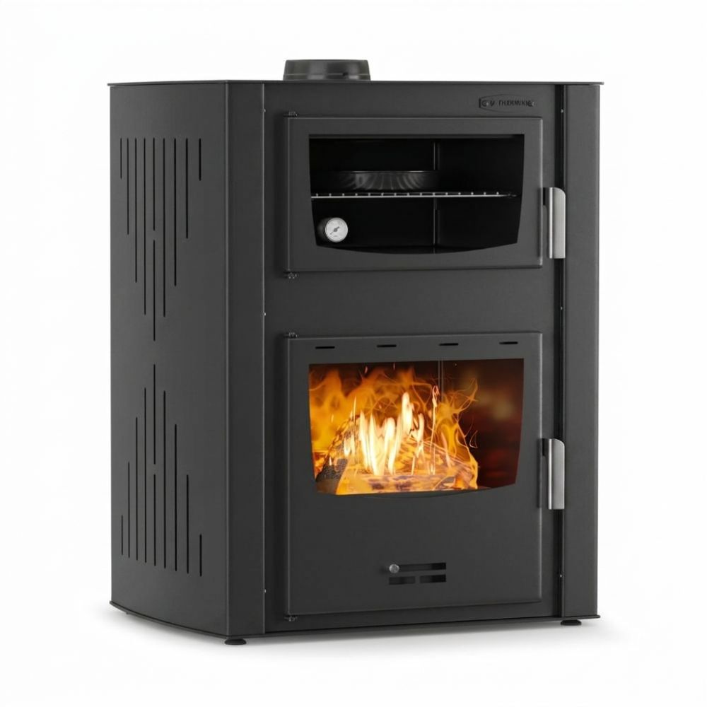 Salamandra a lenha para aquecimento central com forno Velmora Fire ATS HYDRO ΜΑSΙΝΑ 90-30 preto, 35kW | Salamandras a lenha para aquecimento central | Salamandras a lenha |