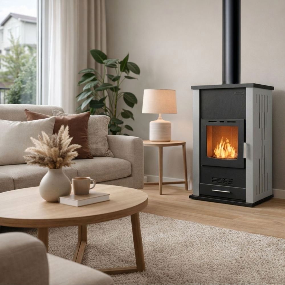 Salamandra a lenha para aquecimento central Velmora Fire ATS HYDRO cinza, 33kW | Salamandras a lenha para aquecimento central | Salamandras a lenha |