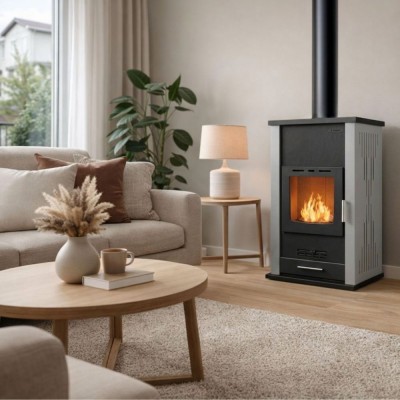 Salamandra a lenha para aquecimento central Velmora Fire ATS HYDRO cinza, 33kW - Produtos para comparar